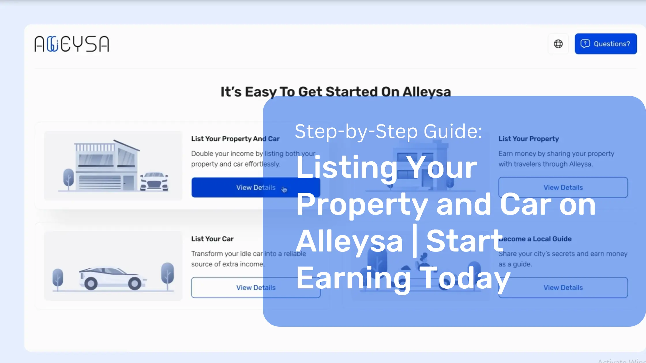 Step-by-Step Guide: Listing Your Property and Car on Alleysa | Start Earning Today!