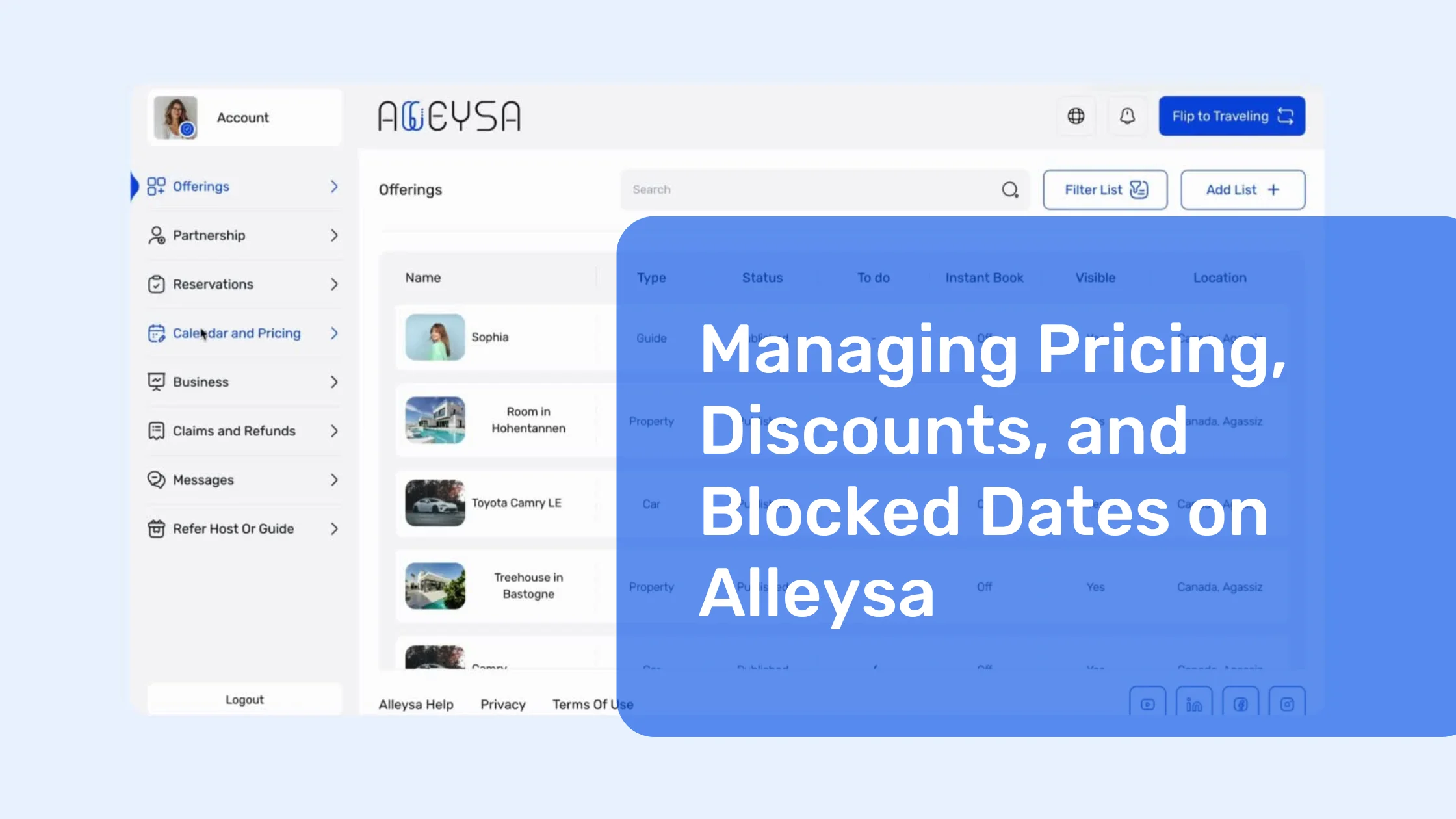 Managing Pricing, Discounts, and Blocked Dates on Alleysa